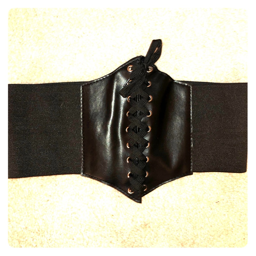 Cute black lace up waist belt